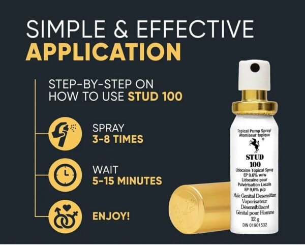 Stud 100 Spray Longue Durée, Spray pour Homme, Spray Retardateur de Sexe, Stud 100 Lidocaine 9,6% ,15 ml pour un plaisir plus long et une relation améliorée - Image 5