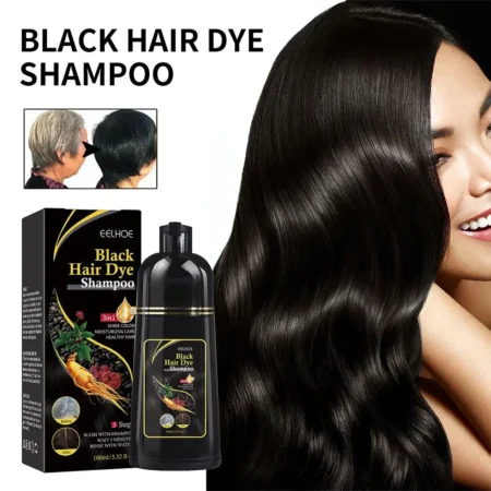 Magic Natural HerRhHair Dye Shampoo, 3 en 1 Hair Document Shampooing pour Cheveux Gary, Brun Foncé, Noir, Femmes et Hommes, Couverture Grise, 100ml