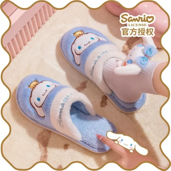 Genuine Sanrio Hello Kitty Plush Slippers Kuromi My Melody Warm Winter Indoor Slippers Flat Casual Non-slip Girl Home Shoes - Image 4