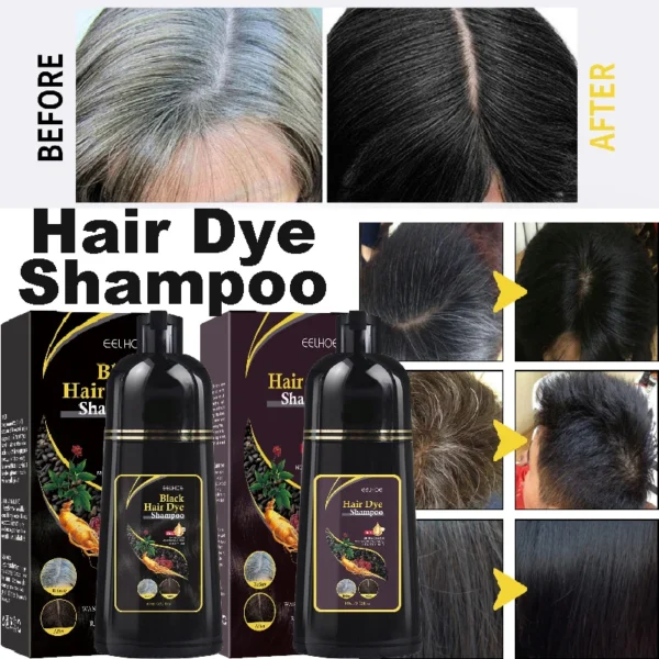 Shampooing colorant 3 en 1 pour cheveux gris, Polygonum, Multithorum, ingrédients à base de plantes, couverture de coloration assombrissante vidéo naturelle, 100ml - Image 3
