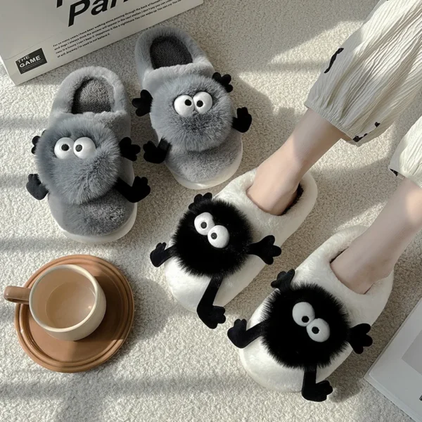Unisex winter shoes House cotton slippers Men's indoor warm plush shoes Cute cartoon character slippers non-slip platform slippe - Image 4