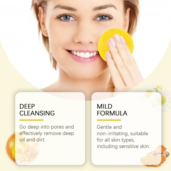 Turmeric Kojic Acid Cleansing Pad Exfoliating Oil Control Blackhead Removal Shrink Pore Brightening Smooth Facial Washing Sponge - Image 2