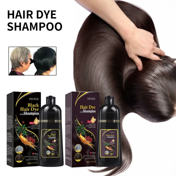 Shampooing colorant 3 en 1 pour cheveux gris, Polygonum, Multithorum, ingrédients à base de plantes, couverture de coloration assombrissante vidéo naturelle, 100ml - Image 6