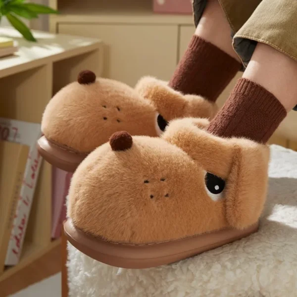 2025 New Arrival Cute Cartoon Dog Warm Slippers For Women Men Winter Platform Shoes Soft Plush Couples Indoor Fluffy Snow Boots - Image 5