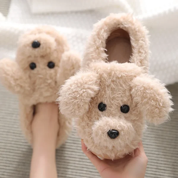 Crestar Cute Dog Plush Slippers For Women Winter Lovely Animals Cotton Shoes Female Indoor Warm Furry House Shoes Flats Slippers - Image 5