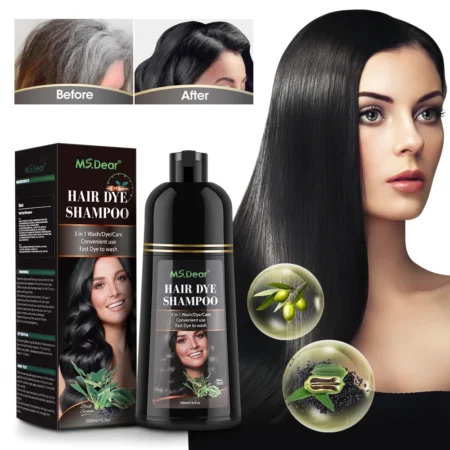 Shampooing colorant instantané à base de plantes naturelles, coloration des cheveux bruns et noirs, réparation des cheveux au ginseng, gris et blanc, 500ml