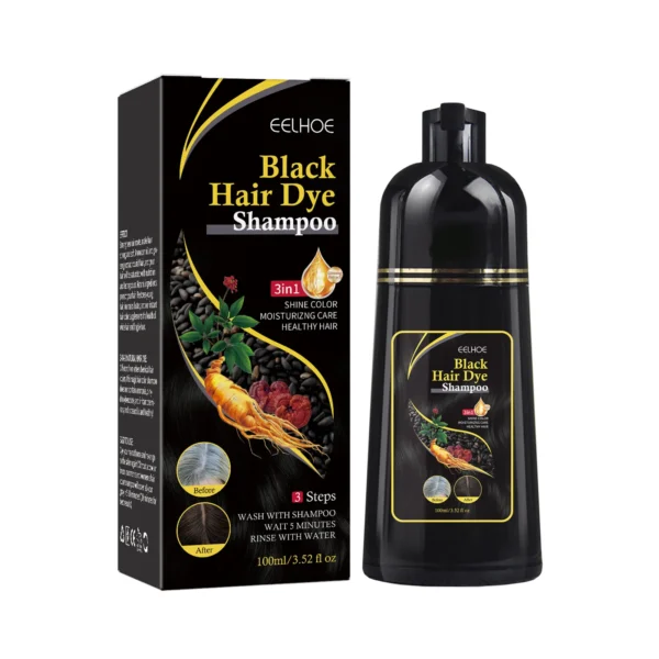 Shampooing colorant 3 en 1 pour cheveux gris, Polygonum, Multithorum, ingrédients à base de plantes, couverture de coloration assombrissante vidéo naturelle, 100ml - Image 4