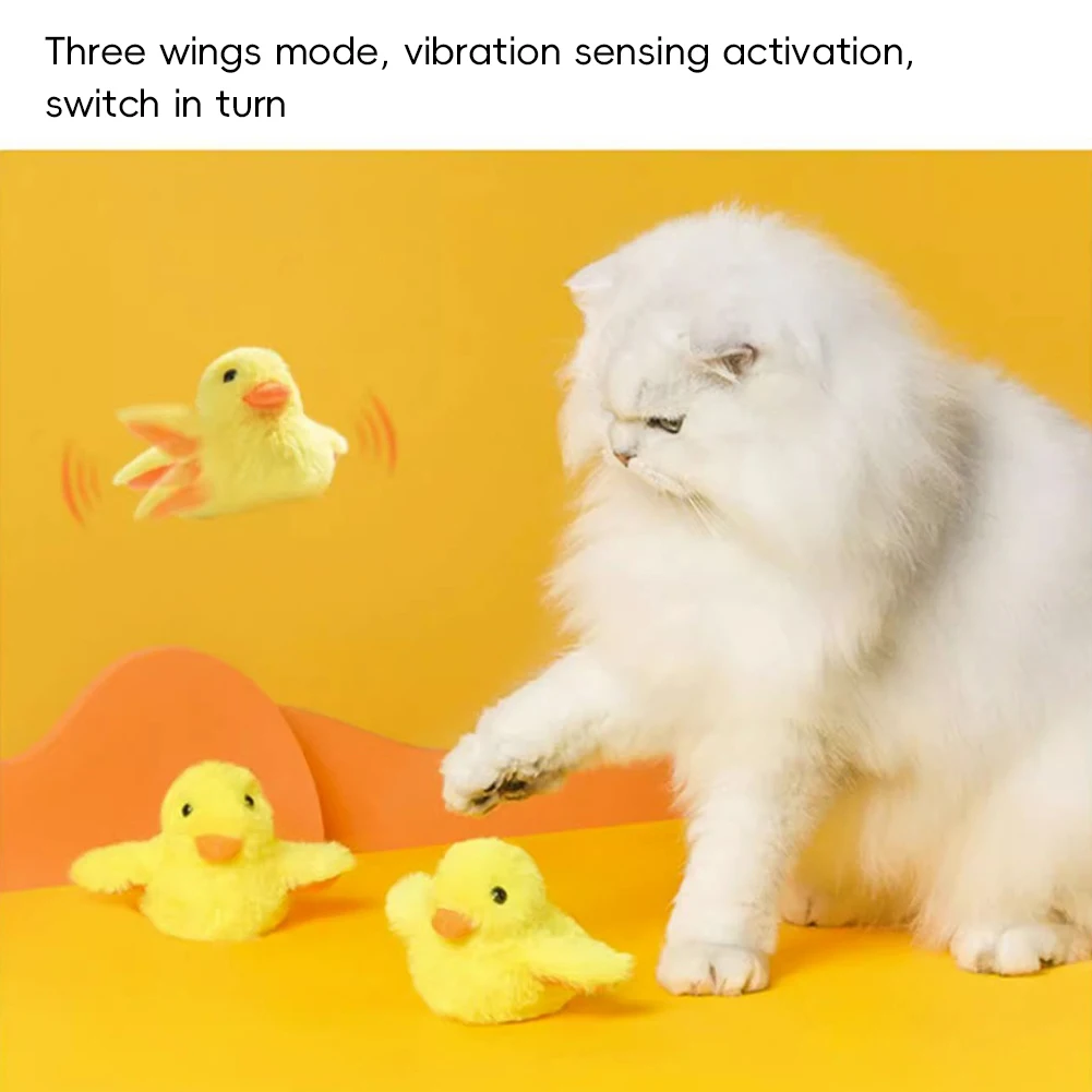 Flapping Duck Cat Toys Interactive Electric Bird Toys Washable Cat Plush Toy With Catnip Vibration Sensor Cats Game Toy Kitten – Image 2