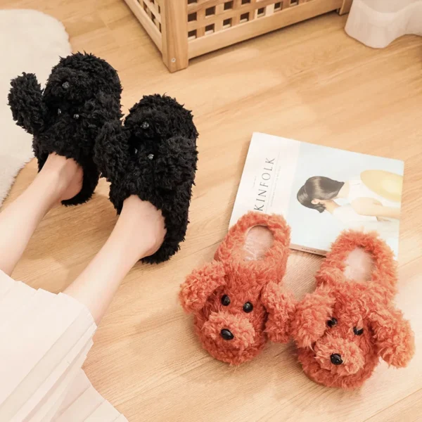 Crestar Cute Dog Plush Slippers For Women Winter Lovely Animals Cotton Shoes Female Indoor Warm Furry House Shoes Flats Slippers - Image 6