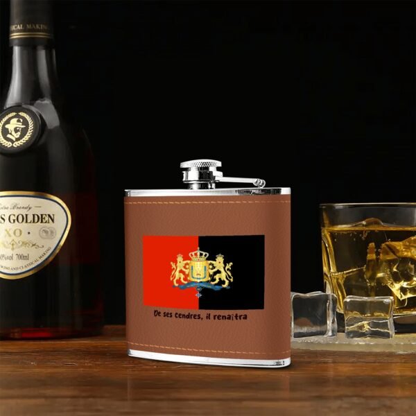 Custom Brown Leather Flask Wrapped Stainless Steel 6oz