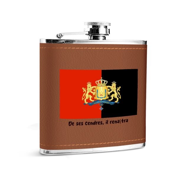 Custom Brown Leather Flask Wrapped Stainless Steel 6oz - Image 2