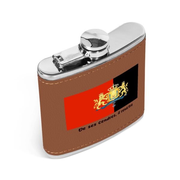 Custom Brown Leather Flask Wrapped Stainless Steel 6oz - Image 3