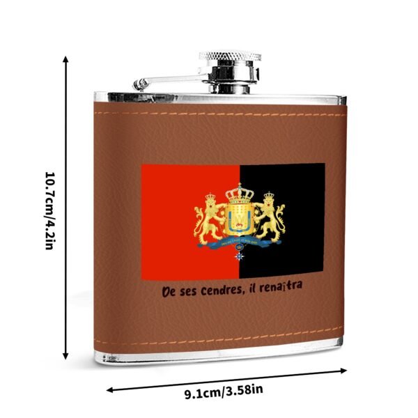 Custom Brown Leather Flask Wrapped Stainless Steel 6oz - Image 4
