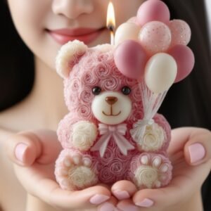 Moule en silicone élastique pour bougie en forme d'ours en peluche avec ballons - Laissez facilement et réutilisez pour la fabrication de bougies, résine, argile, plâtre - Décorations romantiques pour couples, mariée, marié - Durable et flexible, décorations de mariage, cadeau d'anniversaire, artisanat décoratif, matériau facile à libérer, moule à bougie, fournitures pour la fabrication de bougies