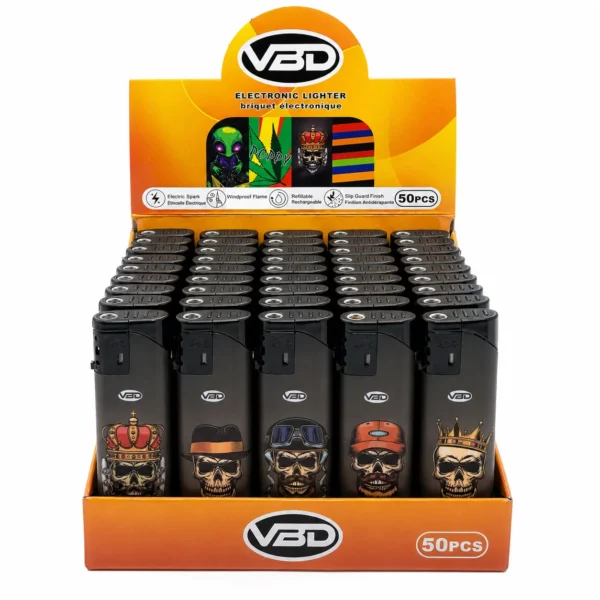 ChatGPT Image 19 août 2026, 08_07_28 VB Windproof Jet Flame Electronic Lighters, Skull Themed, 50 Count