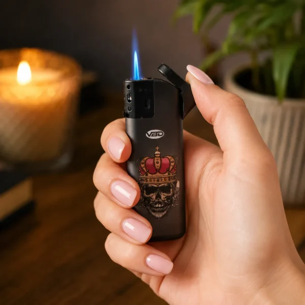 ChatGPT Image 19 août 2026, 08_09_04 VB Windproof Jet Flame Electronic Lighters, Skull Themed, 50 Count