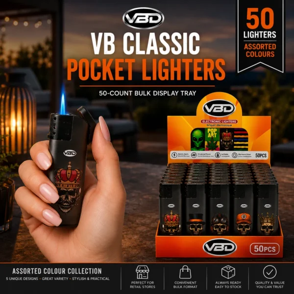 ChatGPT Image 19 août 2026, 08_09_30 VB Windproof Jet Flame Electronic Lighters, Skull Themed, 50 Count