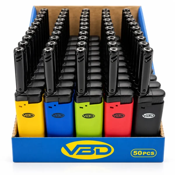ChatGPT Image 25 sept. 2026, 15_43_50 VB Mini BBQ Lighters, Refillable Rubber Finish, Assorted, 50 Count