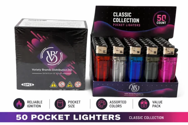 ChatGPT Image 26 juil. 2026, 08_27_20 Pocket Lighters, Classic Collection – Tray of 50
