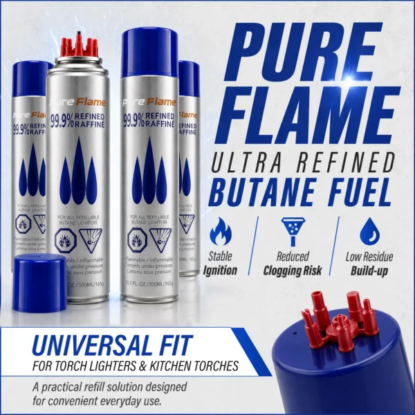 PureFlame 99.99% Butane Fuel 300ml (165g) - Pack of 4