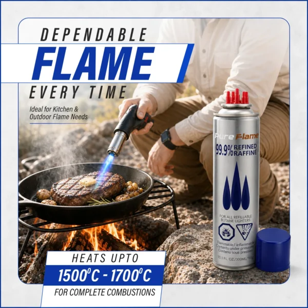 Image 2 PureFlame 99.99% Butane Fuel 300ml (165g) - Pack of 2