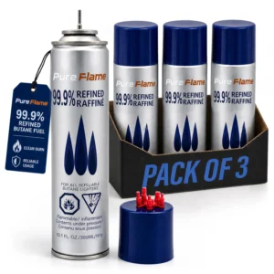 PureFlame 99.99% Butane Fuel 300ml (165g) - Pack of 3