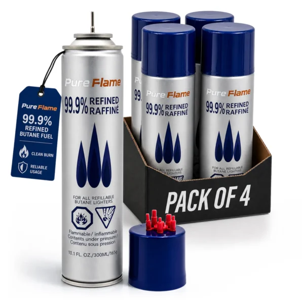 PureFlame 99.99% Butane Fuel 300ml (165g) - Pack of 4
