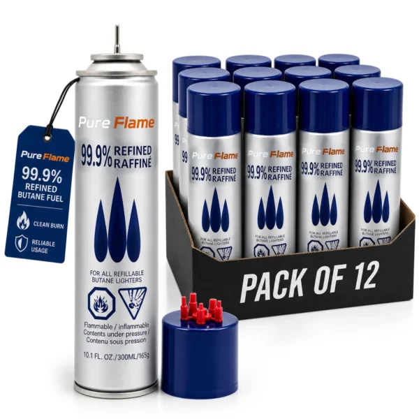 PureFlame 99.99% Butane Fuel 300ml (165g) - Pack of 12