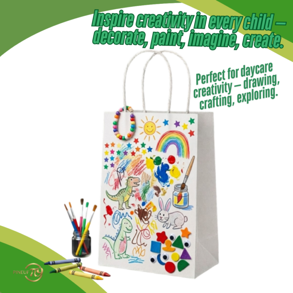 Pineuf white kraft bags 5x3x8 - gallery 2 White kraft paper bags 5 x 3 x 8 inches - details and uses 2