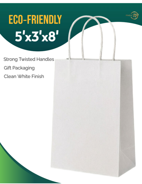 Pineuf white kraft bags 5x3x8 - gallery 7 White kraft paper bags 5 x 3 x 8 inches - details and uses 7