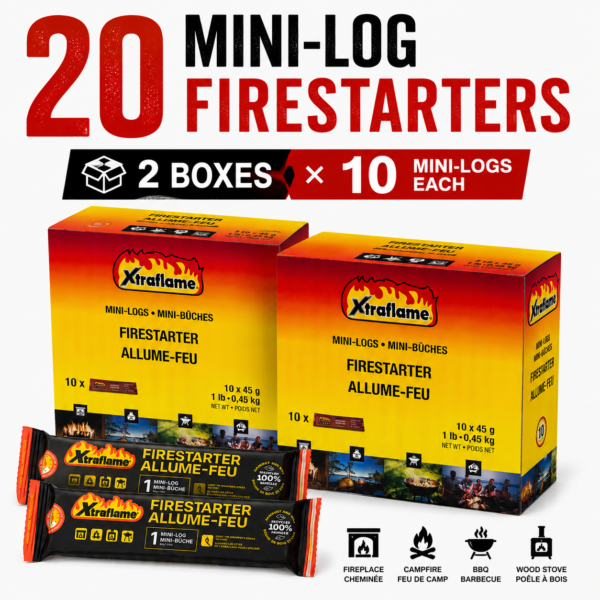 Xtraflame Mini-Logs 20 - Image 2 Xtraflame Mini-Logs fire starters pack of 20 - product information image 2