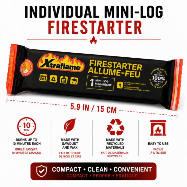 Xtraflame Mini-Logs 20 - Image 4 Xtraflame Mini-Logs fire starters pack of 20 - product information image 4