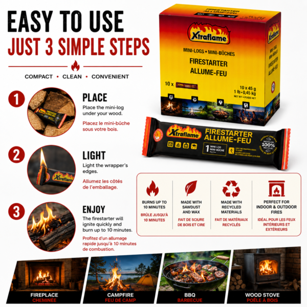 Xtraflame Mini-Logs 20 - Image 5 Xtraflame Mini-Logs fire starters pack of 20 - product information image 5