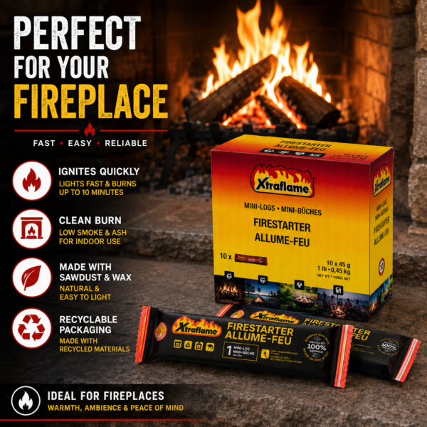 Xtraflame Mini-Logs 20 - Image 6 Xtraflame Mini-Logs fire starters pack of 20 - product information image 6
