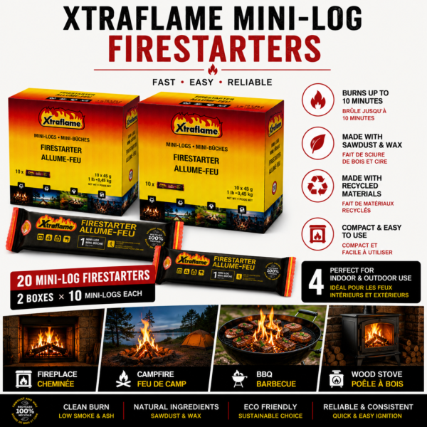 Xtraflame Mini-Logs 20 - Image 8 Xtraflame Mini-Logs fire starters pack of 20 - product information image 8