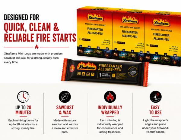 Xtraflame Mini Logs 30 - features Xtraflame Mini Logs 30 - features